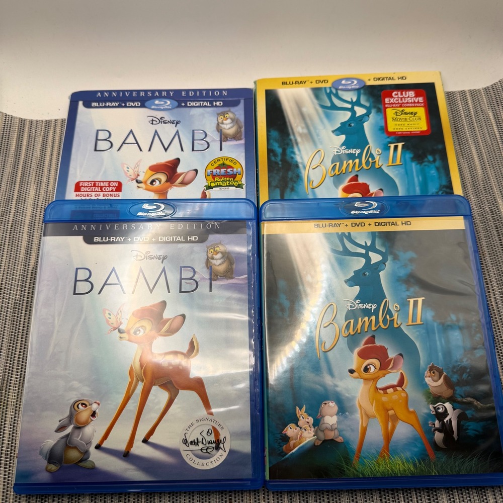 Disney Bambi Anniversary Edition & Bambi II Blu-ray DVD Set with Lithograph